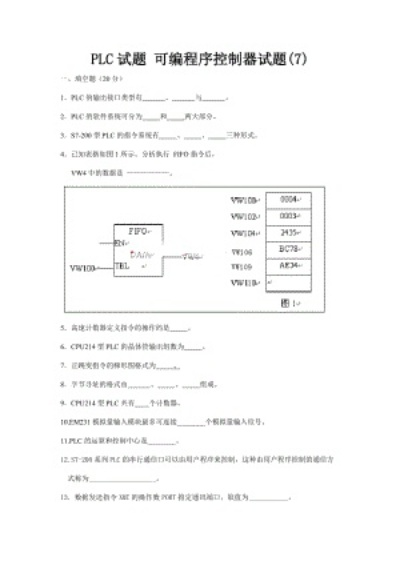 PLC控制器期末考试题全面解析